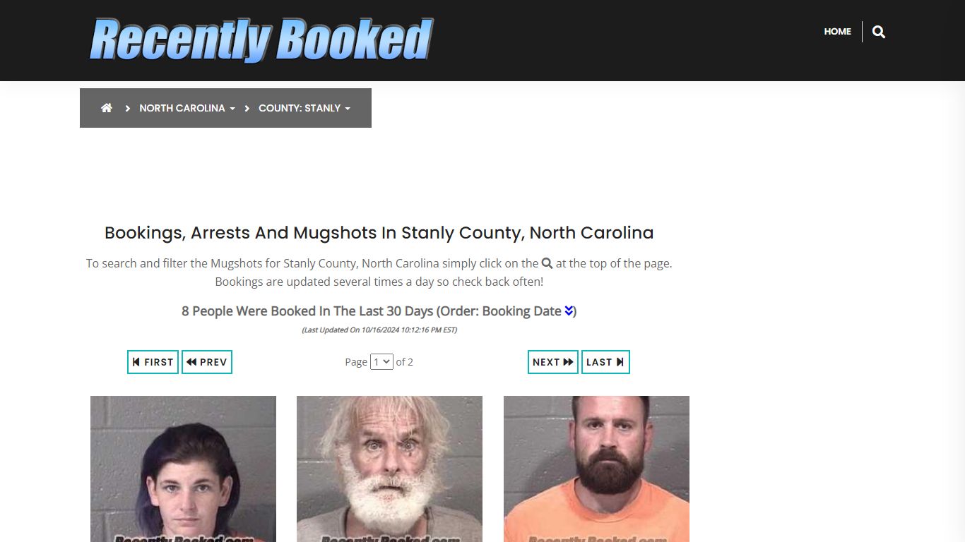 Bookings, Arrests and Mugshots in Stanly County, North Carolina