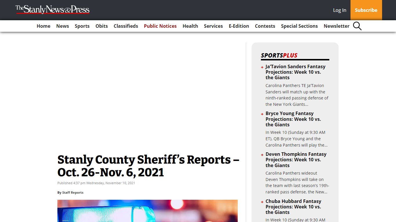 Stanly County Sheriff’s Reports – Oct. 26-Nov. 6, 2021